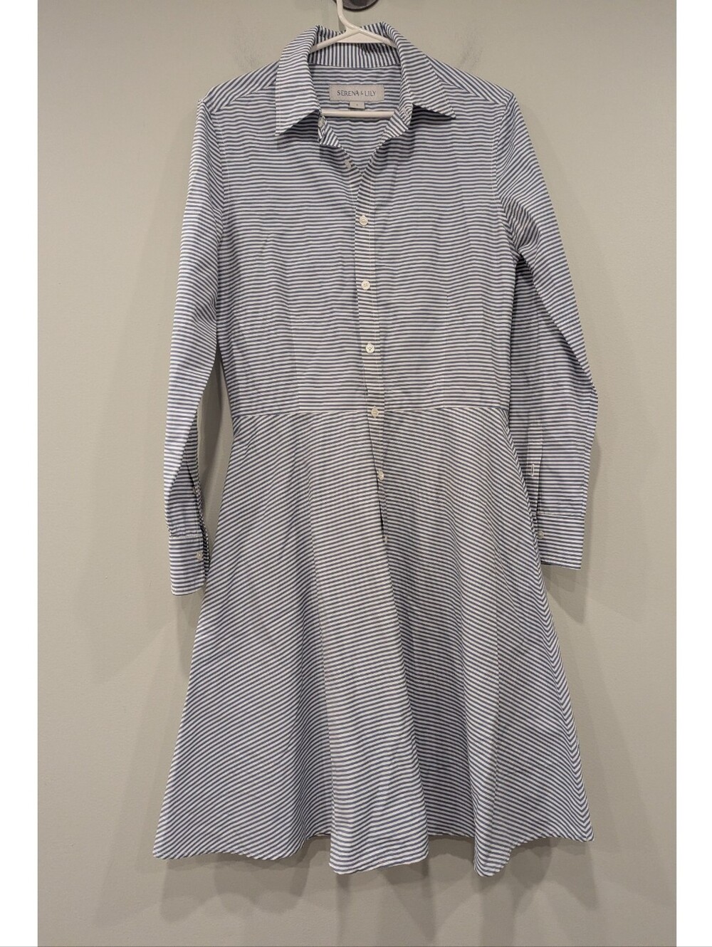 Serena & Lily Blue And White Striped Jane Shirt Dress Size 6